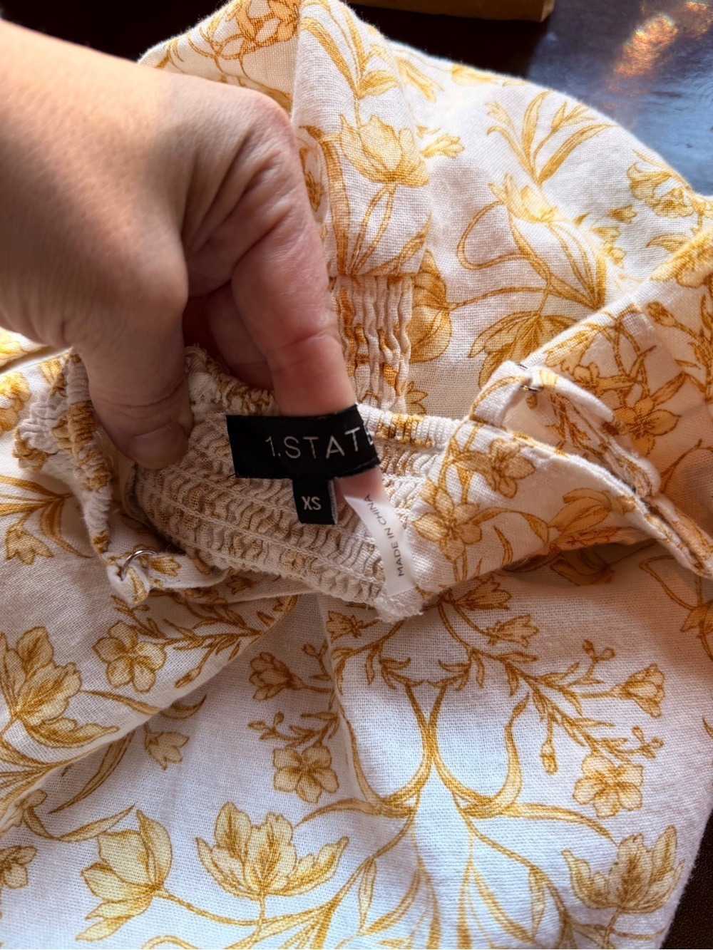 1. STATE Linen Blend Floral Midi Dress XS Smocked Back Cottagecore - Picture 6 of 9